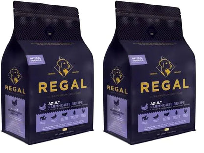 Regal Pet Foods Adult Farmhouse Recipe (Chicken and Duck) All Natural Slow Cooked Whole Grain Dry Dog Food for All Breeds and Sizes of Adult Dog - Made in The USA 4 LB Bag (Pack of 2)