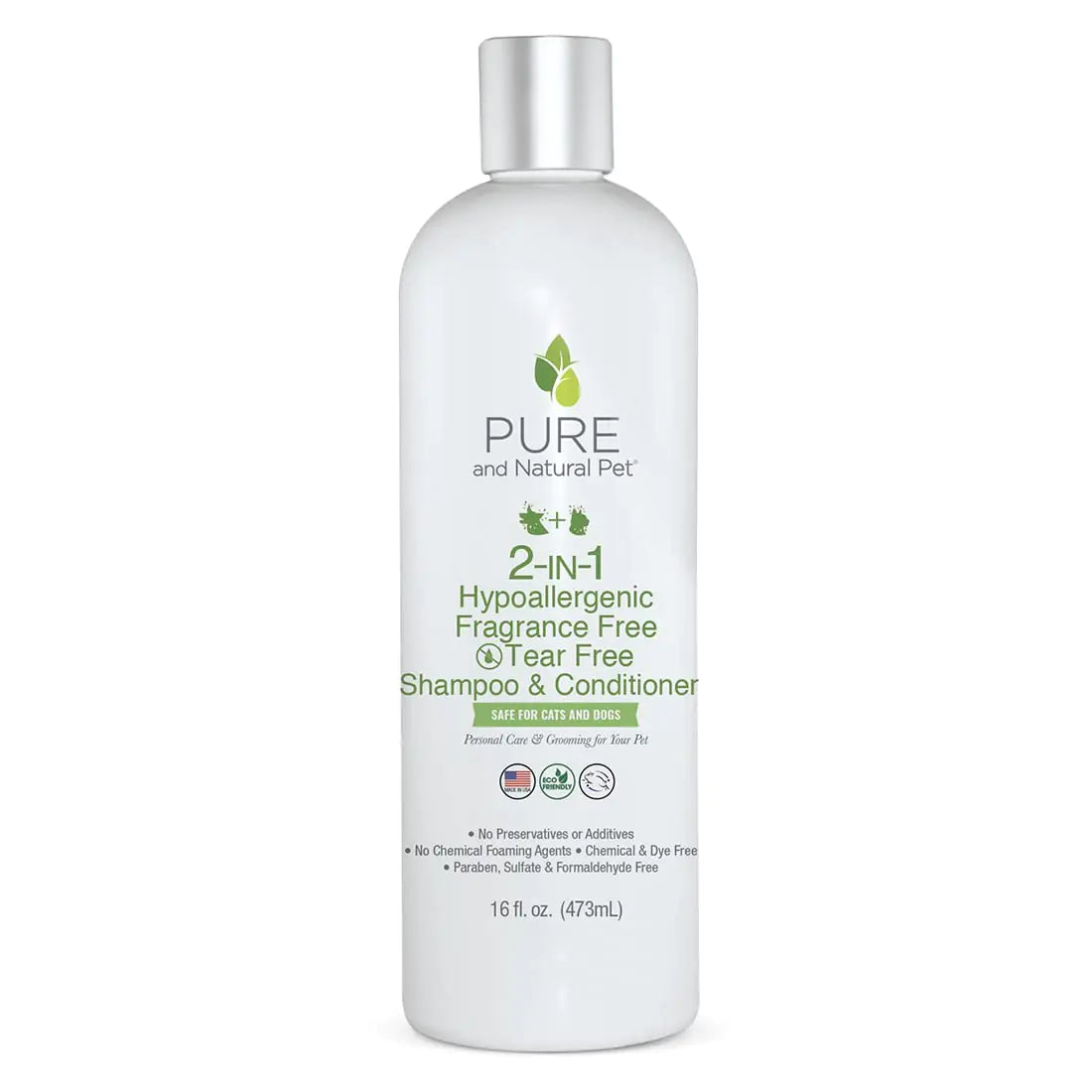 Pure and Natural Pet 2-in-1 Hypoallergenic Fragrance Free Tear Free Pet Shampoo & Conditioner