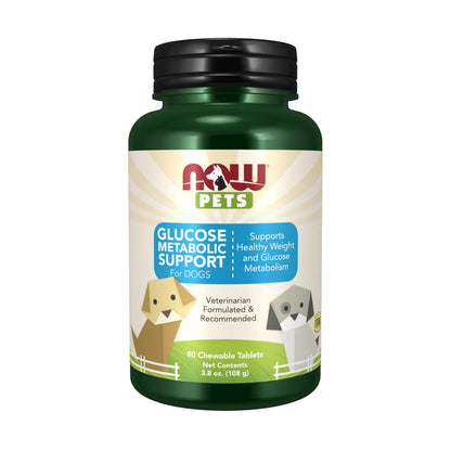 NOW Pet Health Pet Glucose Metabolic Support Formulated for Dogs NASC Certified 90 Chewable Tablets