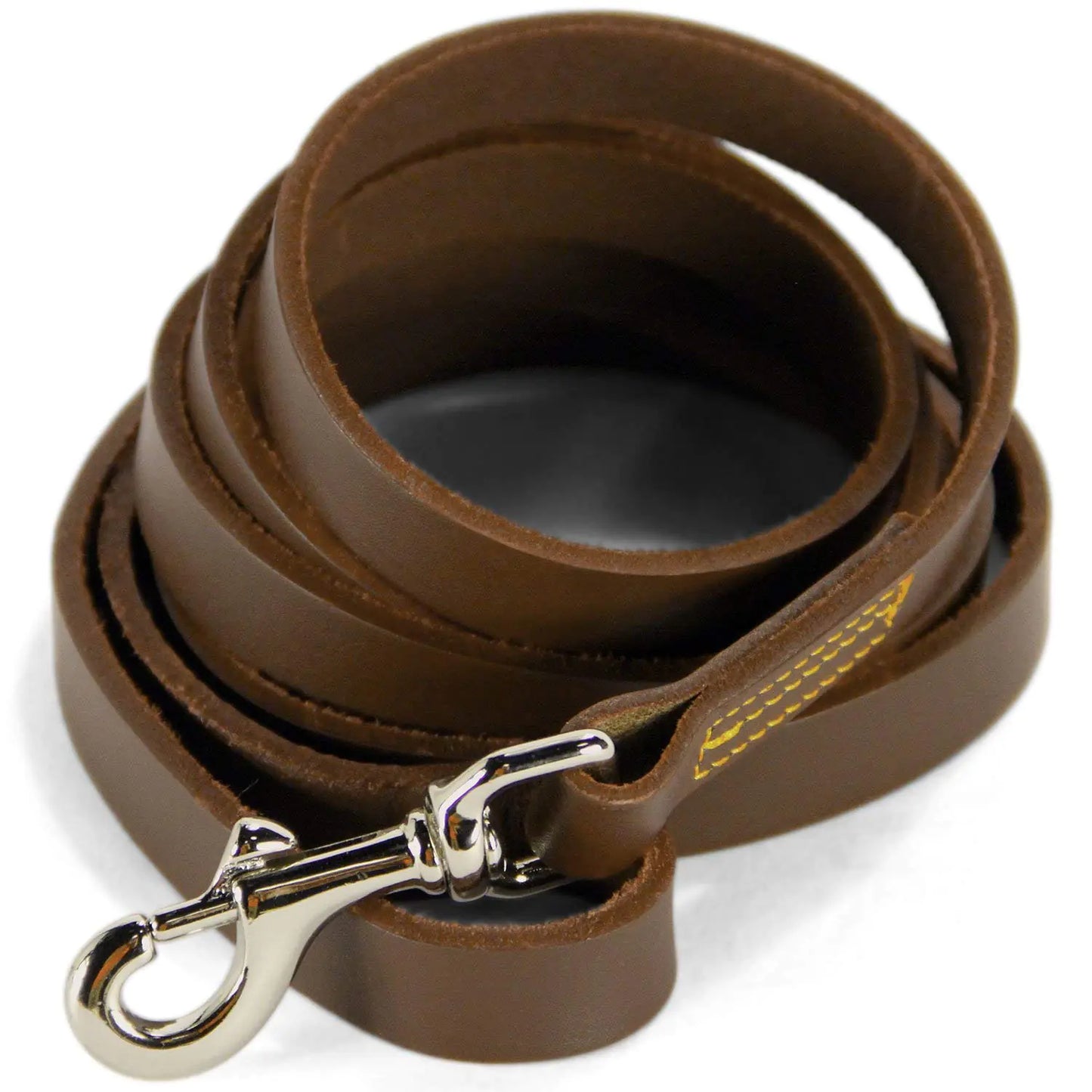 Logical Leather Dog Training Leash - Full Grain Leather Lead for Large Dogs - Brown