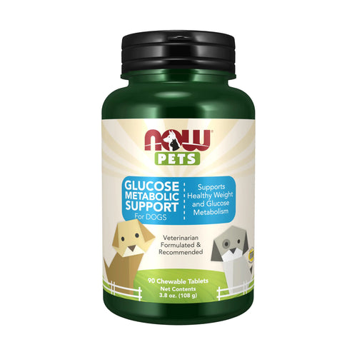 NOW Pet Health Pet Glucose Metabolic Support Formulated for Dogs NASC Certified 90 Chewable Tablets