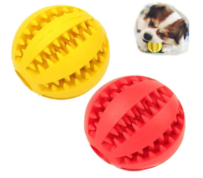 Dog Treat Toy Ball Dog Tooth Cleaning Toy Interactive Dog Toys Dog Puzzle Teething Toys Ball Pack of 2 (Red & Yellow 1.96" 5cm)