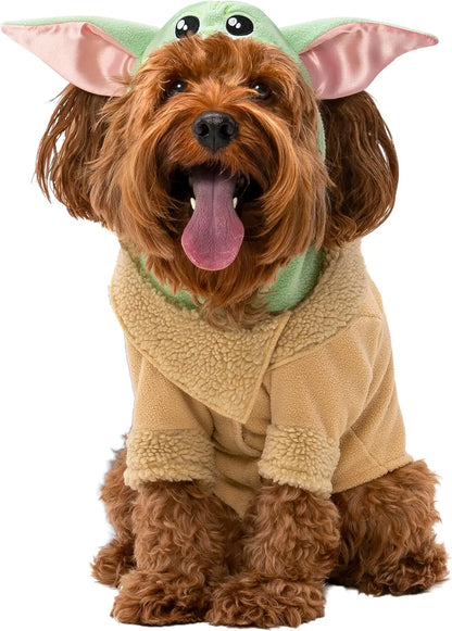 STAR WARS Grogu Pet Hoodie Halloween Costume - Hooded Pet Shirt with Sleeves and Ears (Large)